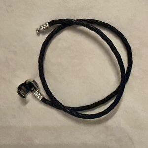 Pandora Moments Double Black Leather Bracelet 13.8”